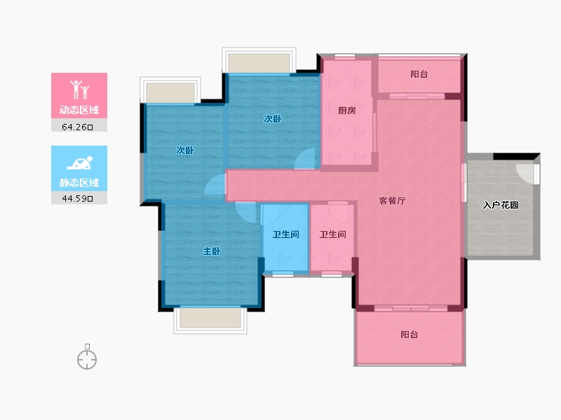 广东省-江门市-蓬江玉圭园-108.85-户型库-动静分区