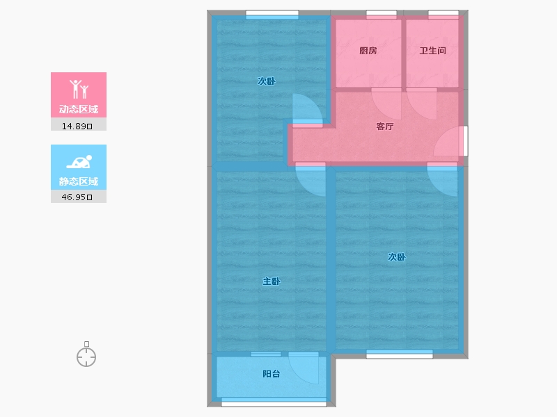 北京-北京市-展春园小区-62.16-户型库-动静分区