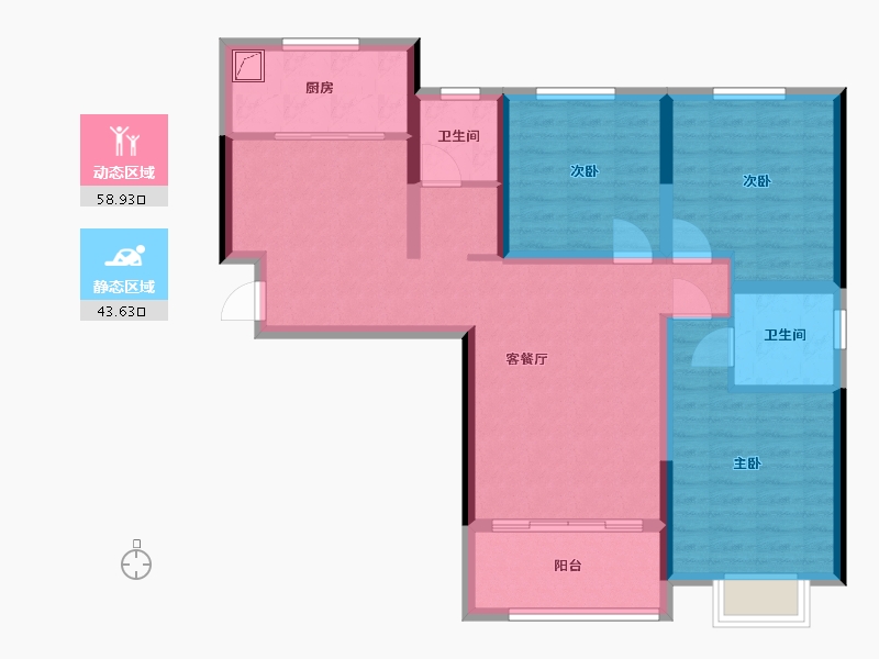 甘肃省-庆阳市-山水观园-102.00-户型库-动静分区