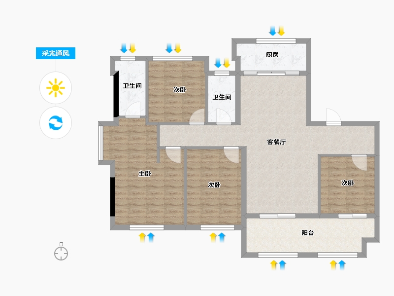 福建省-莆田市-天辉悦府-110.27-户型库-采光通风