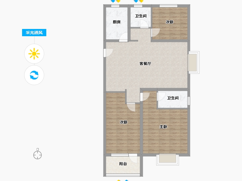 山东省-济宁市-九巨龙龙城华府-101.16-户型库-采光通风