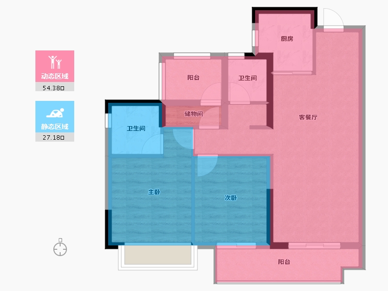 广东省-清远市-世茂·石榴·云锦春晓-72.67-户型库-动静分区