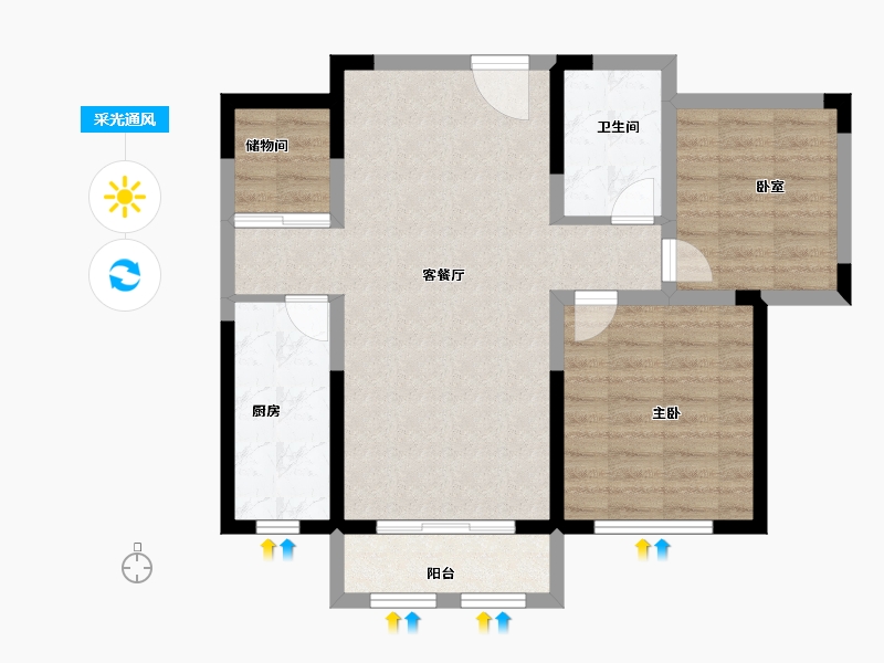 山东省-烟台市-昌升荣华苑-73.22-户型库-采光通风