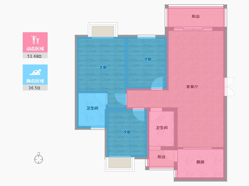 贵州省-贵阳市-兴隆枫丹白鹭城市花园-79.83-户型库-动静分区