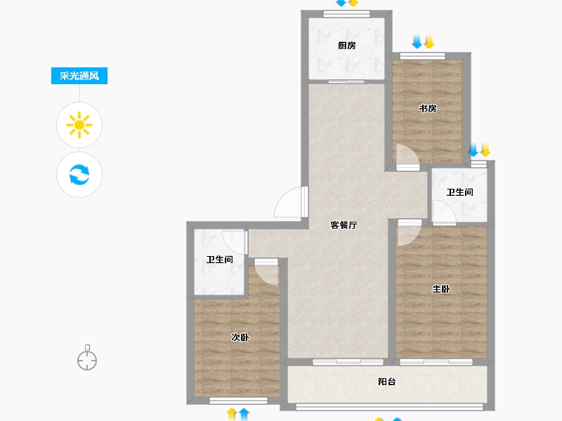 浙江省-衢州市-蓝城·春风江山-85.87-户型库-采光通风