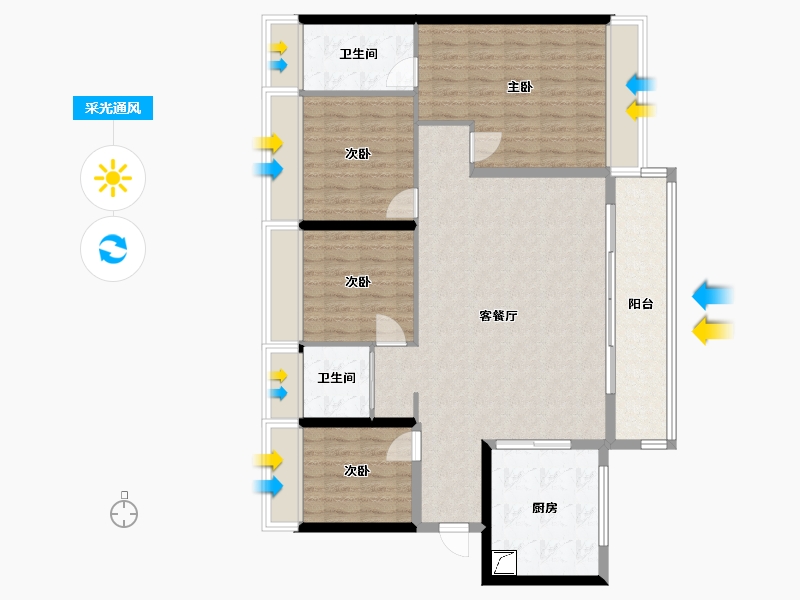 广东省-深圳市-宏发悦云花园-115.00-户型库-采光通风