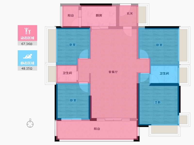 广东省-河源市-万隆钓鱼台一号-103.14-户型库-动静分区