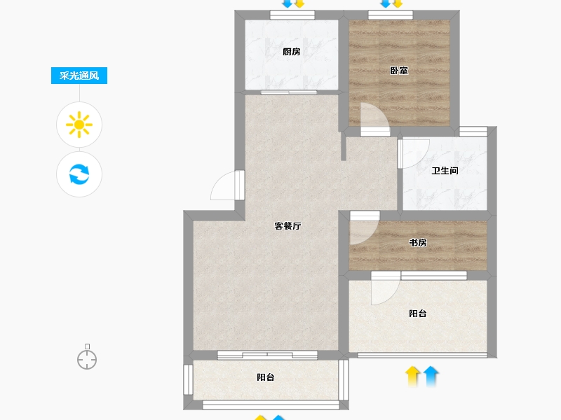 山东省-烟台市-日昇山水苑-55.20-户型库-采光通风