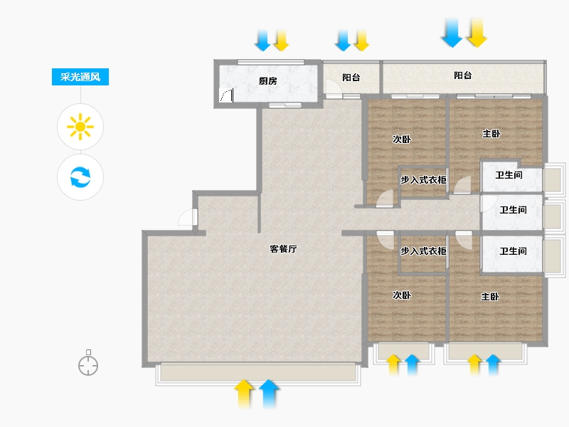 广东省-汕头市-海璟天翡-204.49-户型库-采光通风