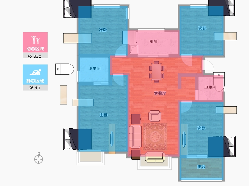 福建省-福州市-平潭正荣府-98.88-户型库-动静分区