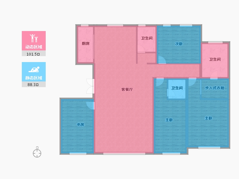 黑龙江省-哈尔滨市-磐石金江悦-173.48-户型库-动静分区