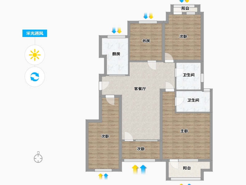 河南省-郑州市-清华忆江南9区-130.00-户型库-采光通风