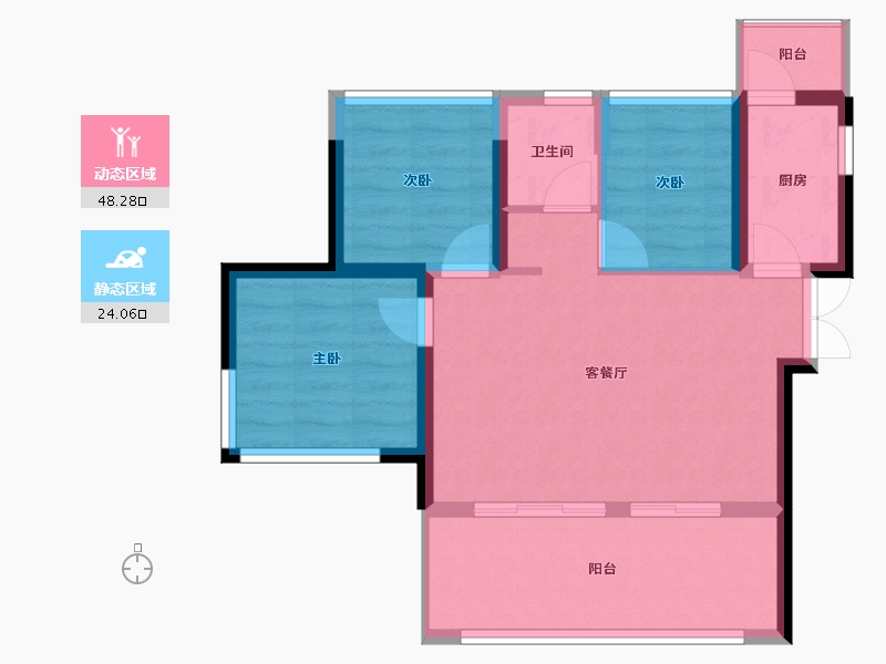 四川省-攀枝花市-金为·迷易温泉城-64.53-户型库-动静分区