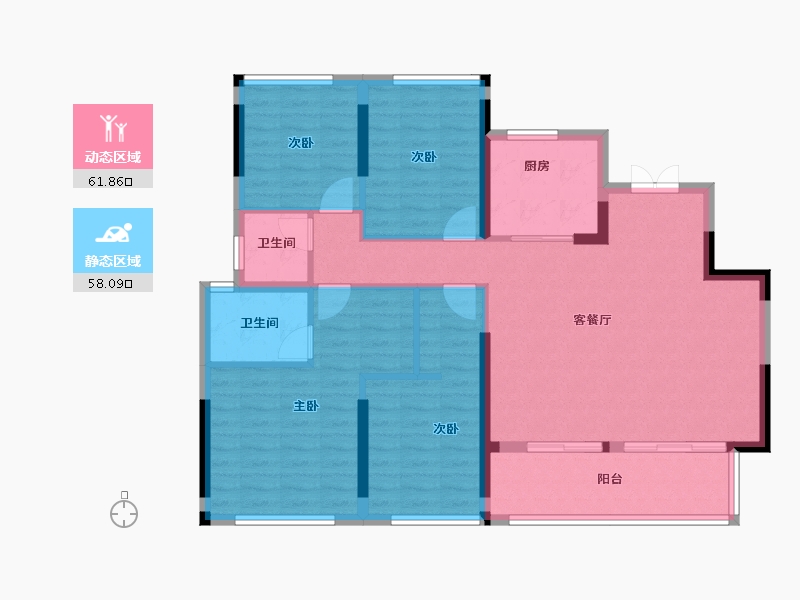 福建省-福州市-中茵天俊玖珑台-108.00-户型库-动静分区