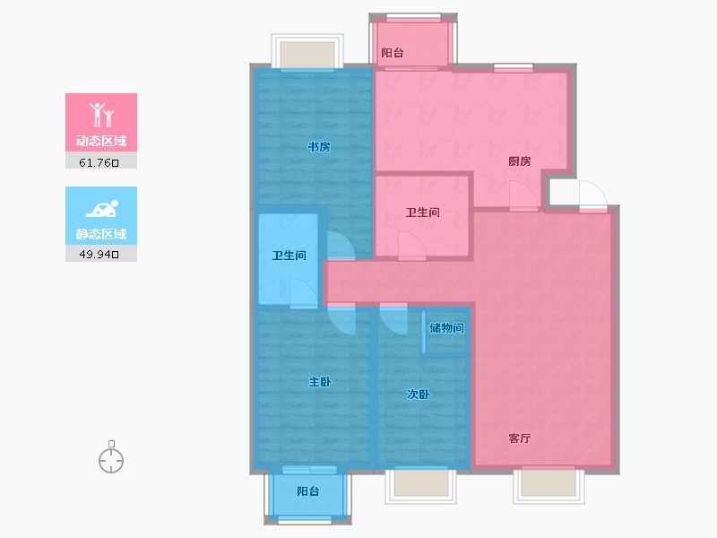 天津-天津市-通达·尚城-83.54-户型库-动静分区