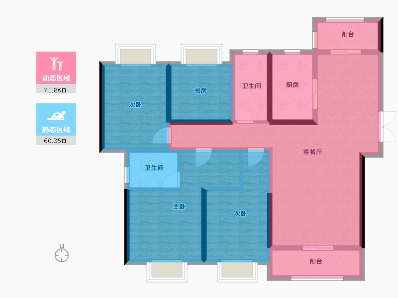 湖南省-湘潭市-致地昭华府-117.21-户型库-动静分区