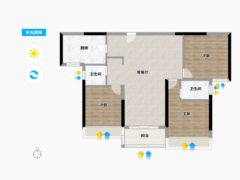 安徽省-黄山市-鸿威·春江丽景-95.23-户型库-采光通风