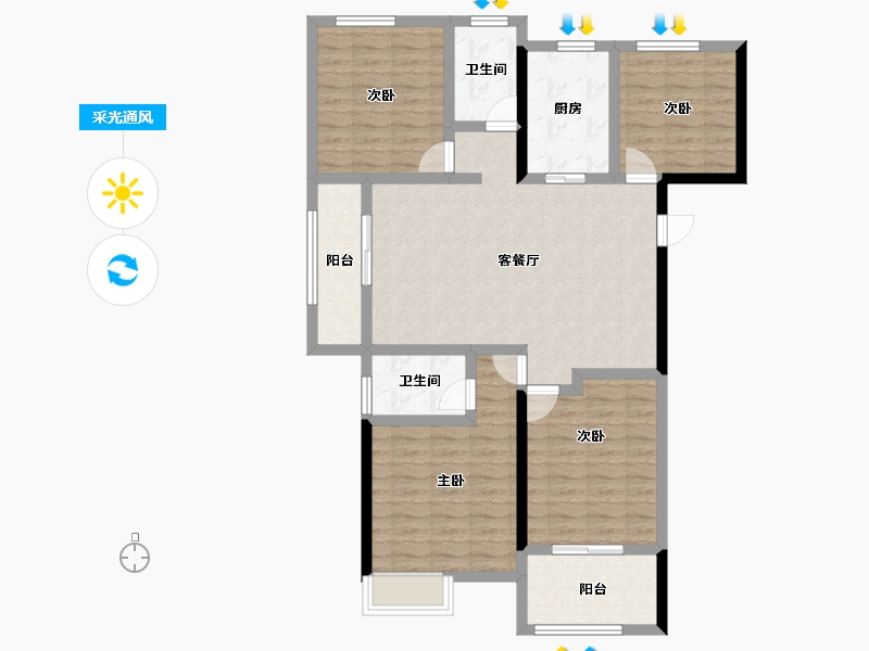 山东省-烟台市-福盛莱州府-107.34-户型库-采光通风