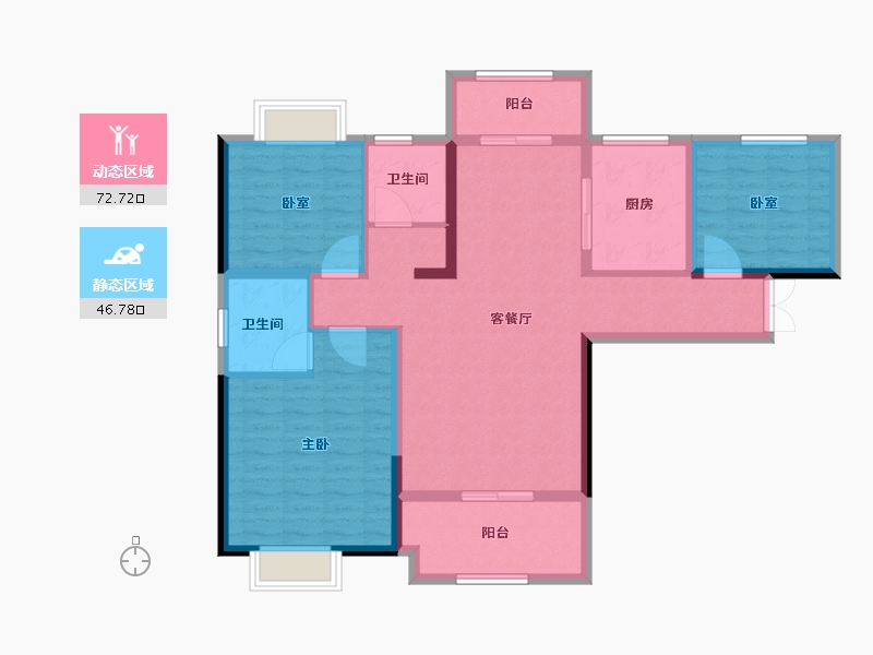 湖南省-湘潭市-长房万楼公馆-107.21-户型库-动静分区