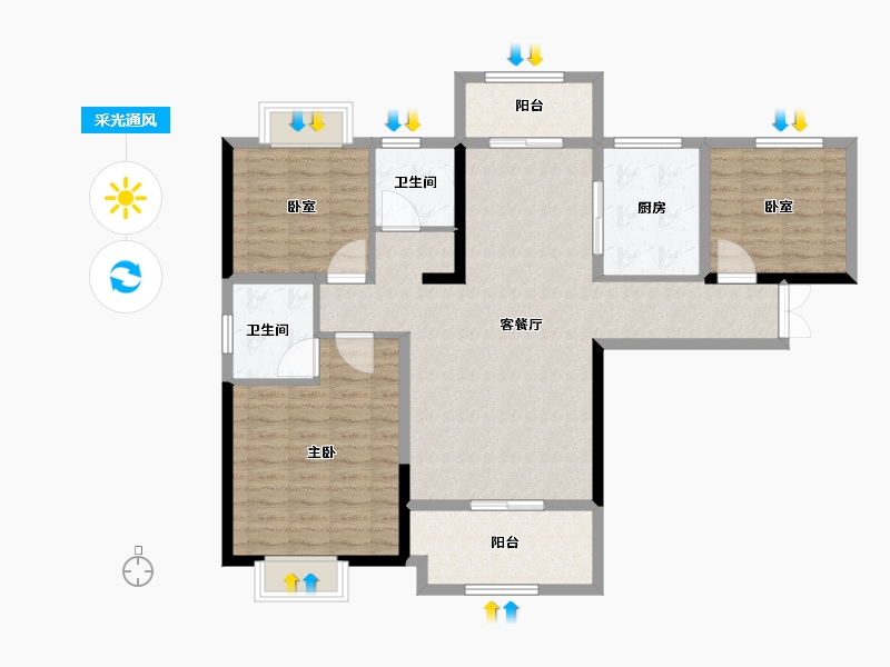 湖南省-湘潭市-长房万楼公馆-107.21-户型库-采光通风