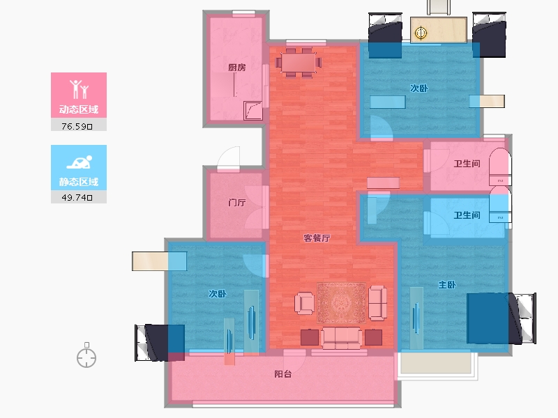 山东省-济宁市-保利时光印象-111.19-户型库-动静分区