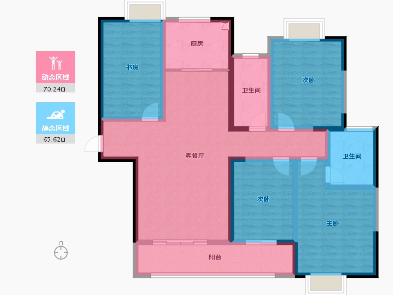 湖南省-湘潭市-九华世纪城第二=期-120.66-户型库-动静分区