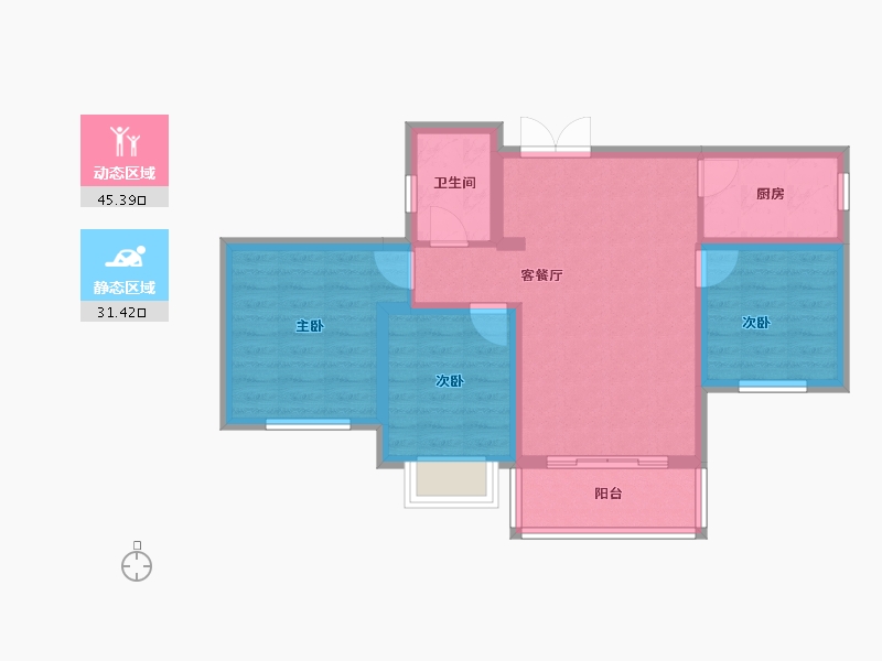 贵州省-贵阳市-兴隆枫丹白鹭城市花园-68.02-户型库-动静分区