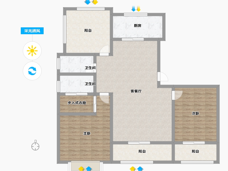 山东省-济宁市-鸿顺观邸-124.96-户型库-采光通风