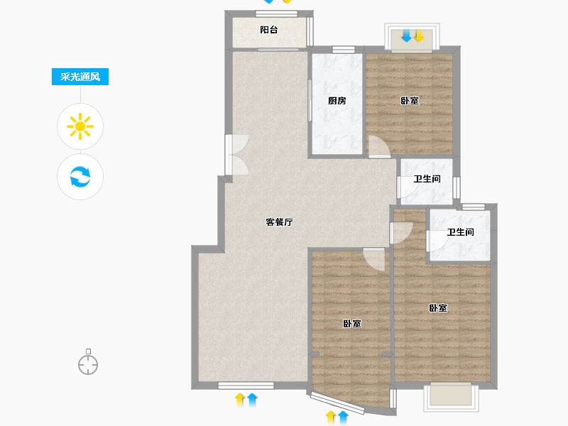 河北省-石家庄市-东方观邸-122.03-户型库-采光通风