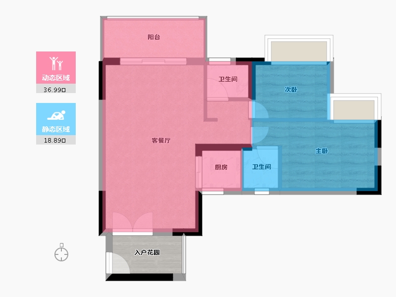 广东省-江门市-蓬江玉圭园-53.96-户型库-动静分区