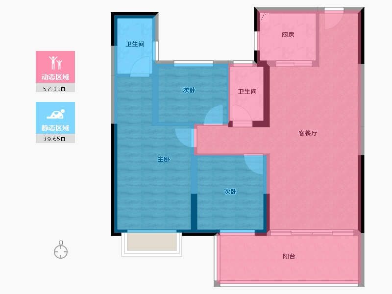 湖南省-郴州市-郴州碧桂园翘楚棠-86.45-户型库-动静分区