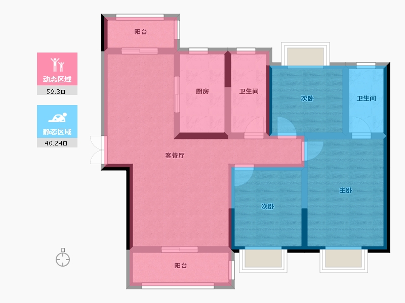 湖南省-湘潭市-致地昭华府-87.39-户型库-动静分区