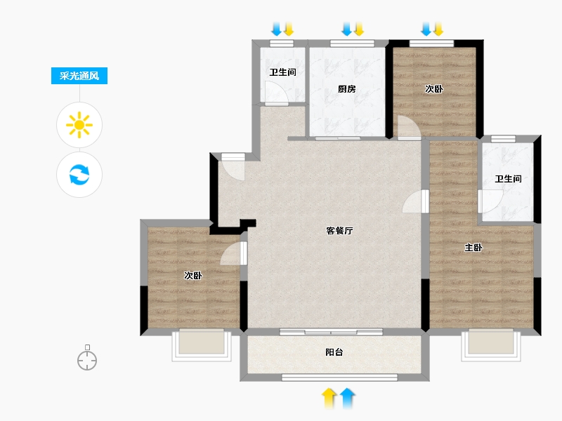 浙江省-宁波市-春语云树-107.32-户型库-采光通风