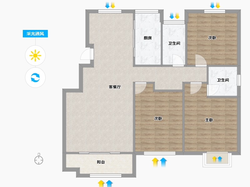 山东省-济宁市-东方御府-105.32-户型库-采光通风