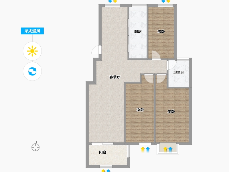 山东省-济宁市-东方御府-96.59-户型库-采光通风