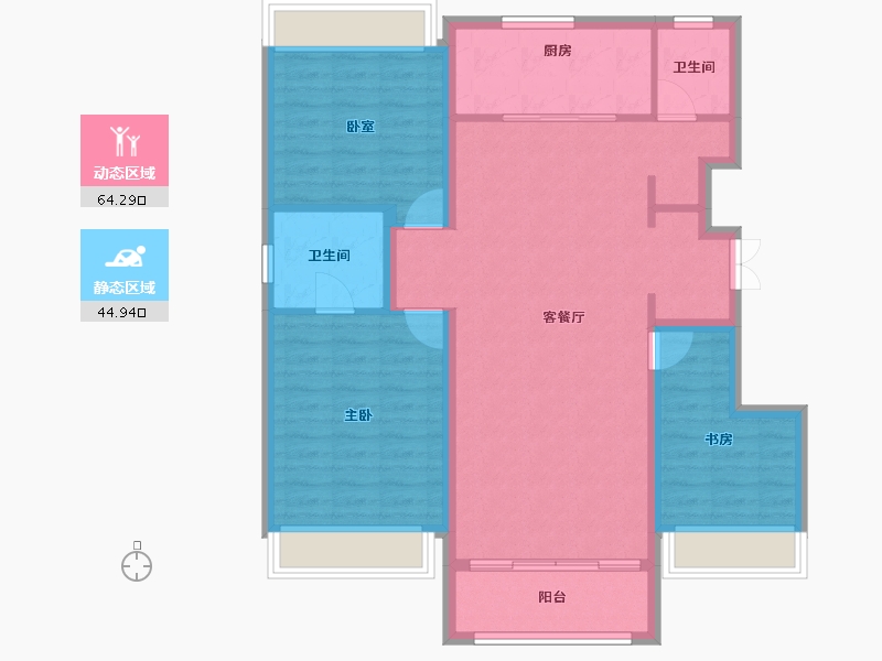 内蒙古自治区-呼和浩特市-金地青峯里-98.79-户型库-动静分区