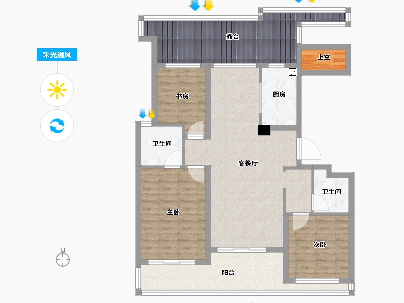 浙江省-衢州市-蓝城·春风江山-107.49-户型库-采光通风