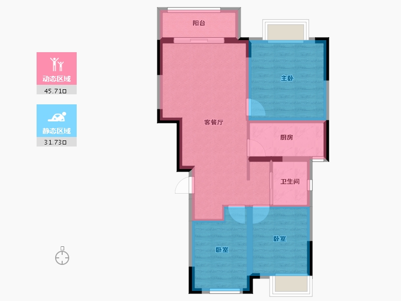 山东省-烟台市-宝龙海上仙街-68.83-户型库-动静分区