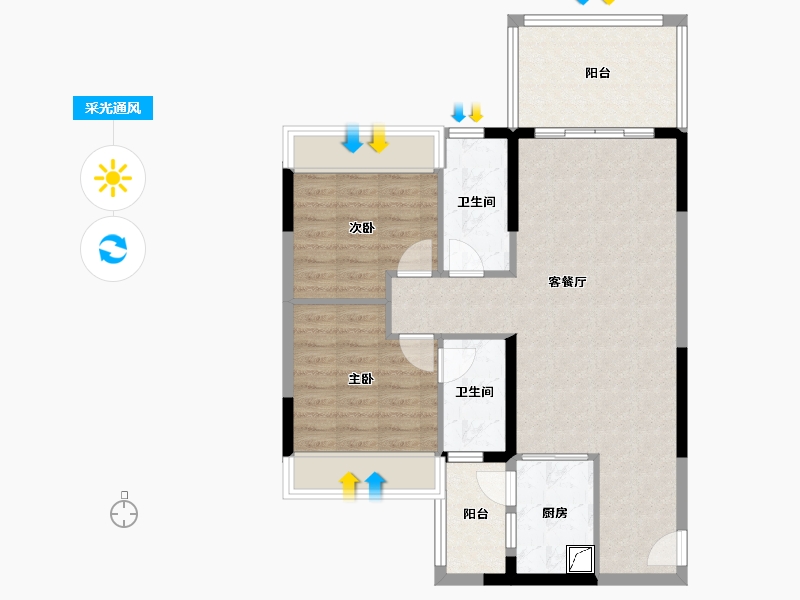 广东省-湛江市-华和南国银苑-80.00-户型库-采光通风