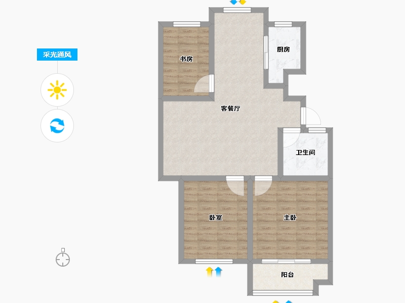 山东省-烟台市-怡海花园-81.08-户型库-采光通风