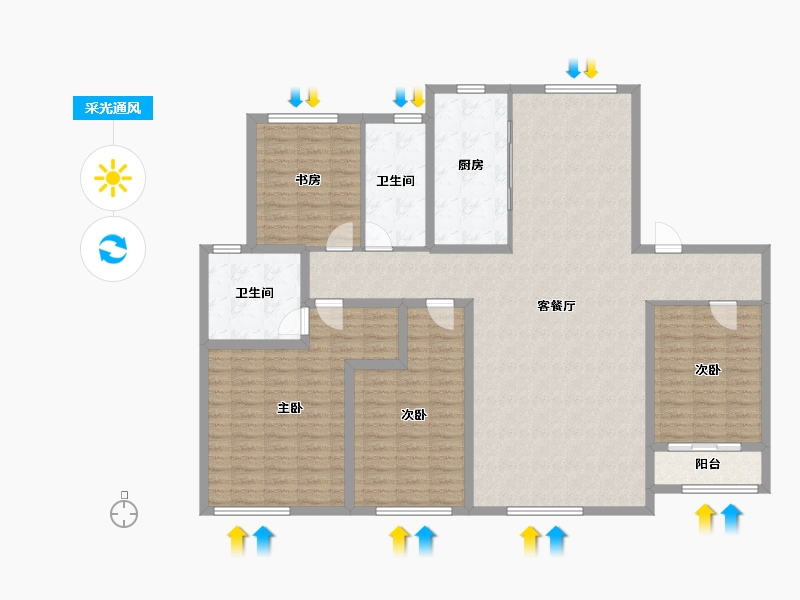 山东省-济宁市-融创济宁府-150.68-户型库-采光通风