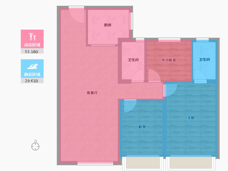 内蒙古自治区-赤峰市-碧桂园天玥湾-74.19-户型库-动静分区