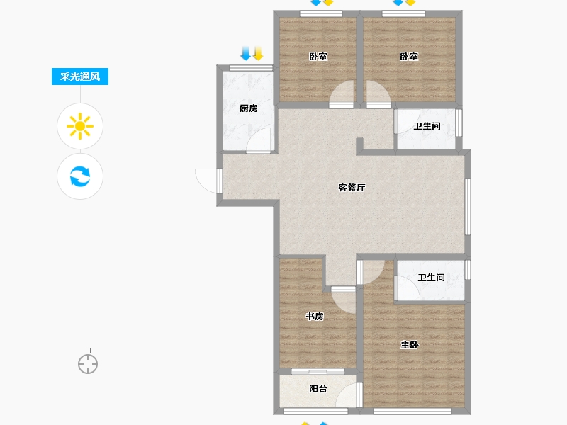 山东省-济宁市-文庭雅苑-111.21-户型库-采光通风