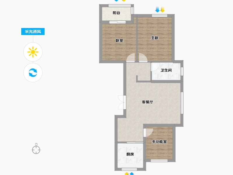 山东省-烟台市-福润华府-71.56-户型库-采光通风