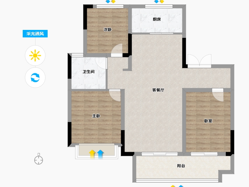 安徽省-芜湖市-南陵和顺紫悦府-95.95-户型库-采光通风