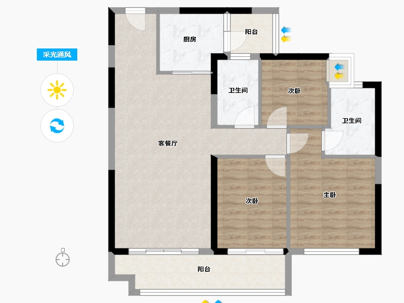 广西壮族自治区-钦州市-敏捷珑玥湾-89.34-户型库-采光通风