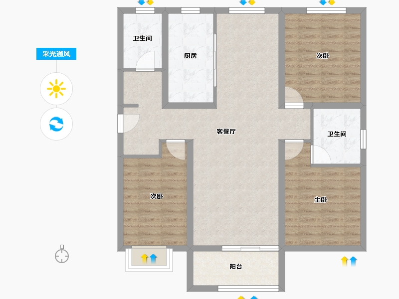 山东省-济宁市-皇营东郡-96.00-户型库-采光通风