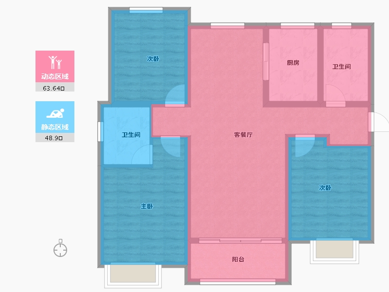 陕西省-渭南市-汇邦沋河瑞府-100.80-户型库-动静分区