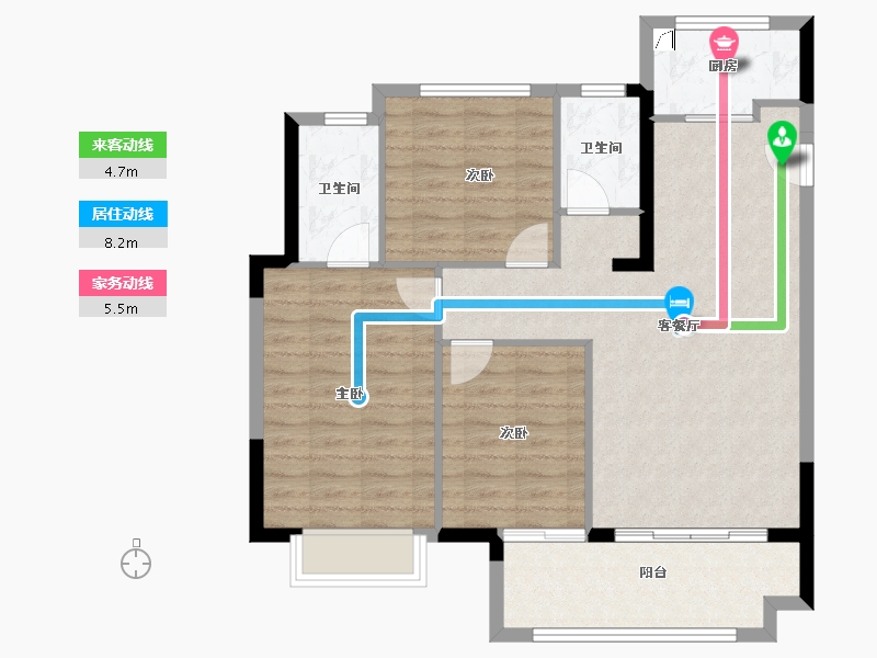 福建省-漳州市-漳州宝龙广场-88.08-户型库-动静线