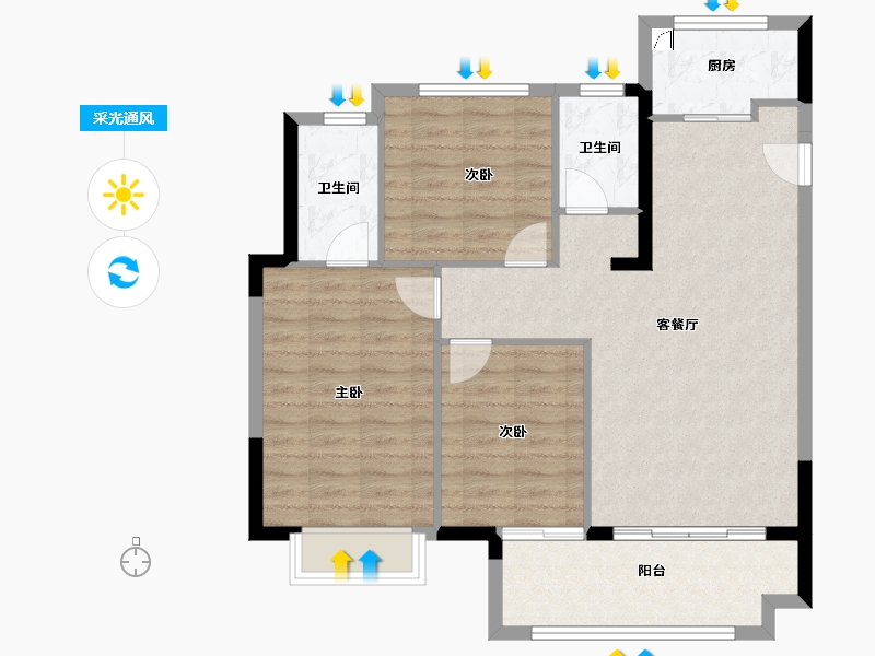 福建省-漳州市-漳州宝龙广场-88.08-户型库-采光通风